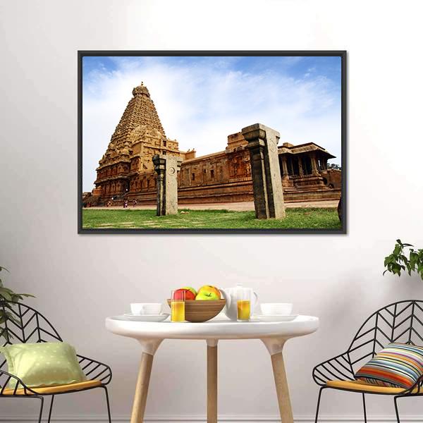 Brihadeeswarar Temple India Canvas Wall Art-3 Horizontal-Gallery Wrap-25" x 16"-Tiaracle