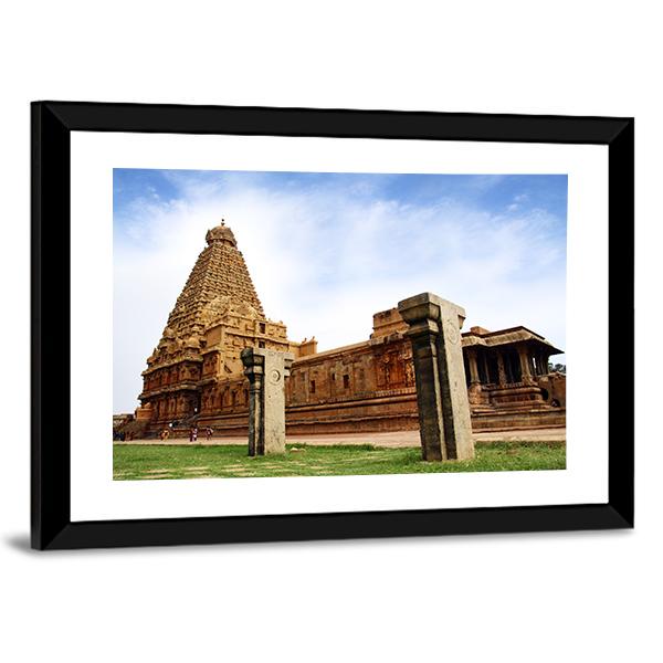 Brihadeeswarar Temple India Canvas Wall Art-3 Horizontal-Gallery Wrap-25" x 16"-Tiaracle