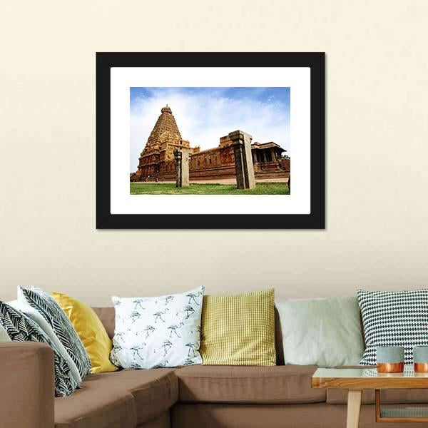 Brihadeeswarar Temple India Canvas Wall Art-3 Horizontal-Gallery Wrap-25" x 16"-Tiaracle