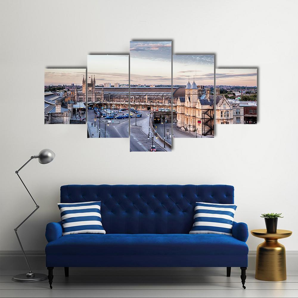 Bristol Station Square UK Canvas Wall Art-5 Star-Gallery Wrap-62" x 32"-Tiaracle