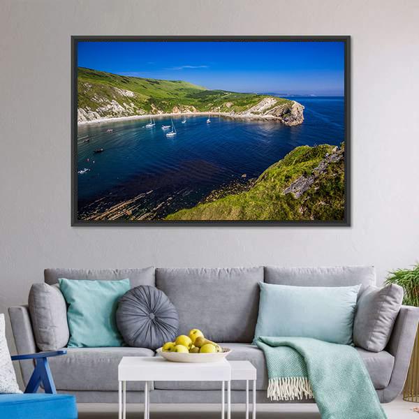 British Seaside Canvas Wall Art-1 Piece-Floating Frame-24" x 16"-Tiaracle
