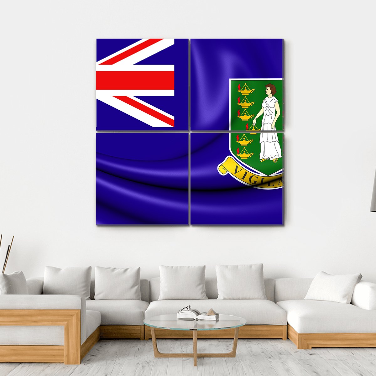 British Virgin Islands Flag Canvas Wall Art-4 Square-Gallery Wrap-17" x 17"-Tiaracle