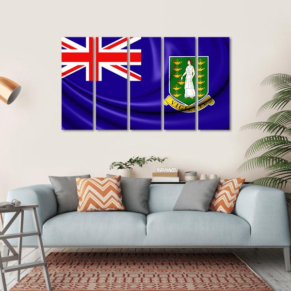 British Virgin Islands Flag Canvas Wall Art-5 Horizontal-Gallery Wrap-22" x 12"-Tiaracle