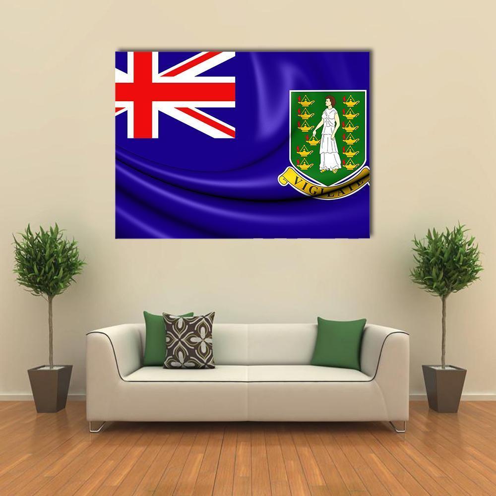 British Virgin Islands Flag Canvas Wall Art in white, red and blue, single panel hung on a wall
