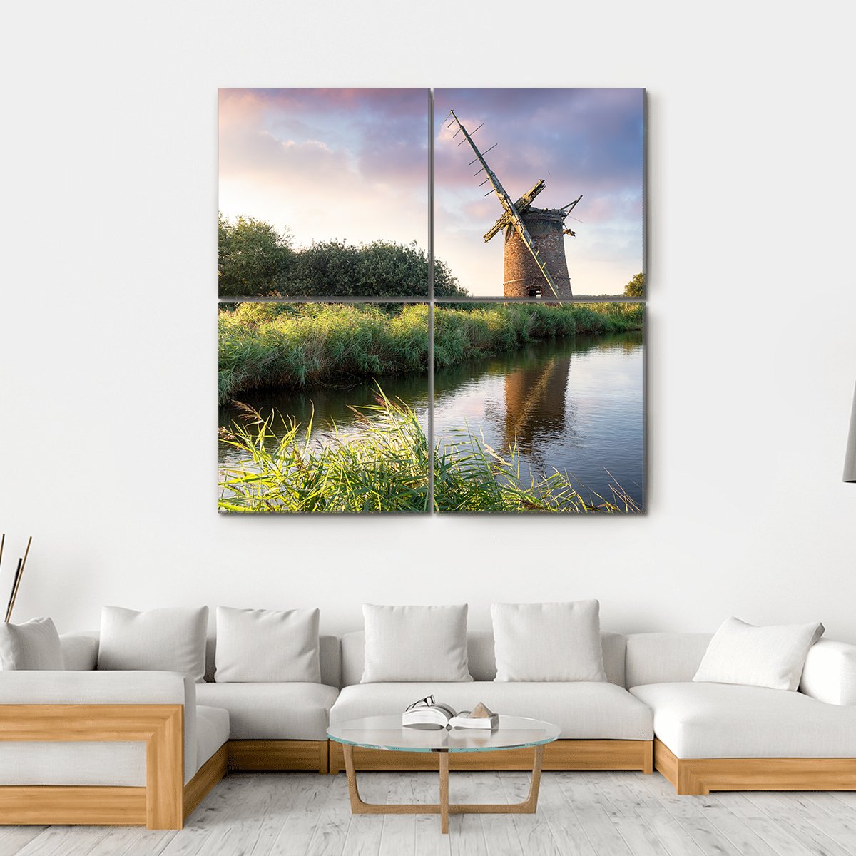 Brograve Windmill England Canvas Wall Art-4 Square-Gallery Wrap-17" x 17"-Tiaracle