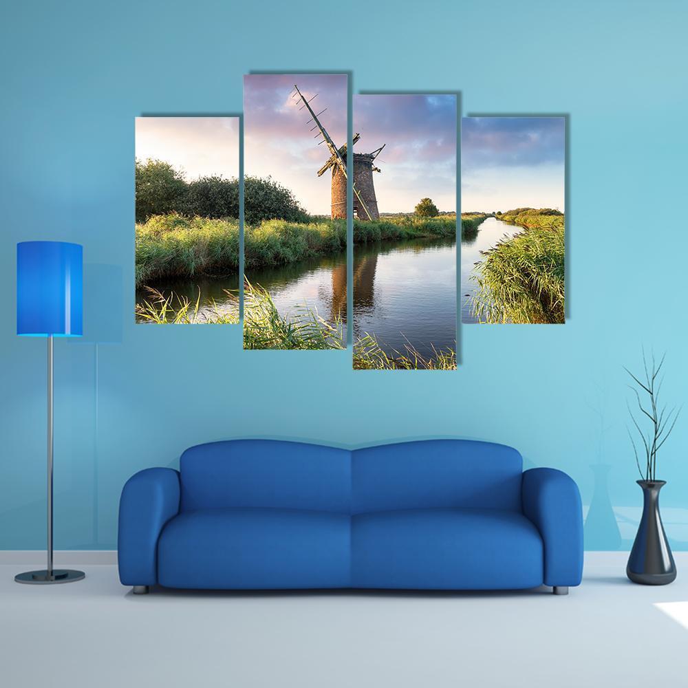 Brograve Windmill England Canvas Wall Art-4 Pop-Gallery Wrap-50" x 32"-Tiaracle