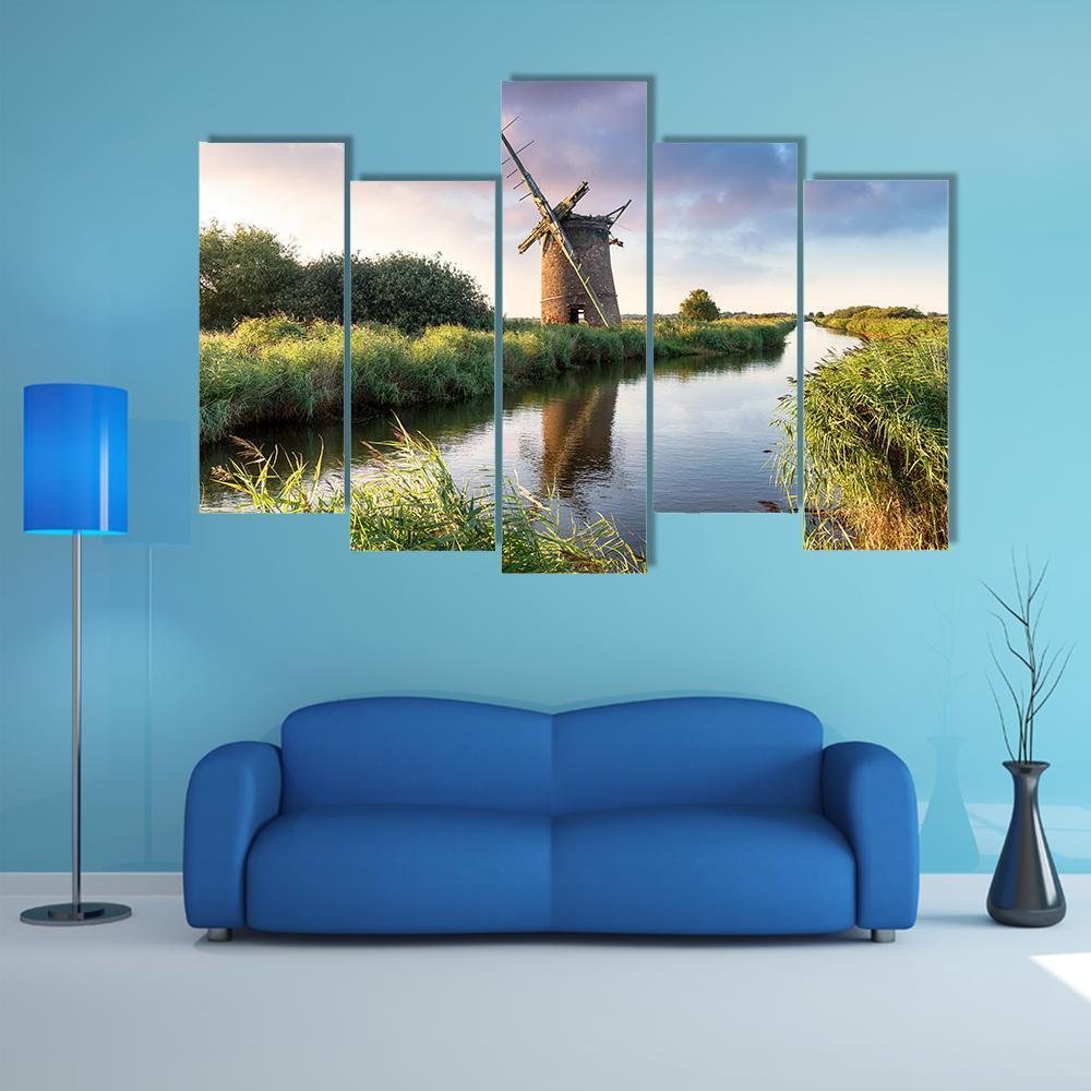 Brograve Windmill England Canvas Wall Art-5 Pop-Gallery Wrap-47" x 32"-Tiaracle