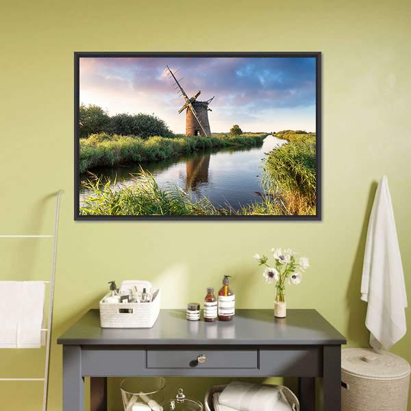 Brograve Windmill England Canvas Wall Art-3 Horizontal-Gallery Wrap-25" x 16"-Tiaracle