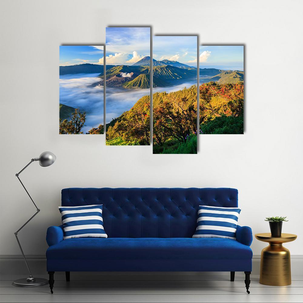 Bromo Volcano At Sunrise Canvas Wall Art-4 Pop-Gallery Wrap-50" x 32"-Tiaracle
