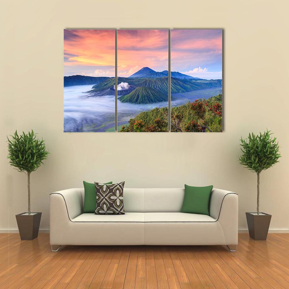 Bromo Volcano Indonesia Canvas Wall Art-3 Horizontal-Gallery Wrap-37" x 24"-Tiaracle