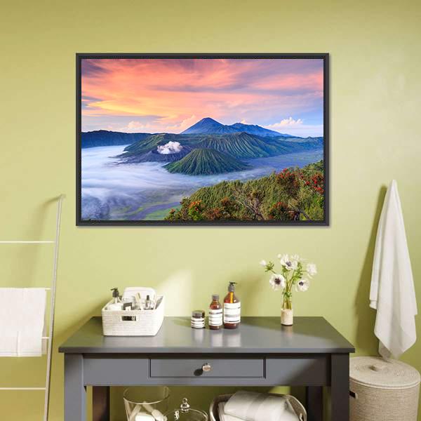 Bromo Volcano Indonesia Canvas Wall Art-3 Horizontal-Gallery Wrap-25" x 16"-Tiaracle