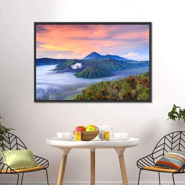 Bromo Volcano Indonesia Canvas Wall Art-3 Horizontal-Gallery Wrap-25" x 16"-Tiaracle