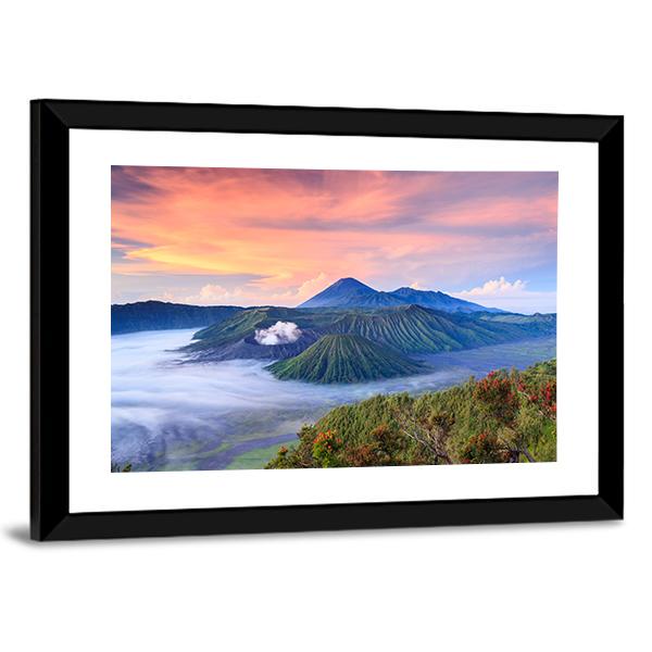 Bromo Volcano Indonesia Canvas Wall Art-3 Horizontal-Gallery Wrap-25" x 16"-Tiaracle