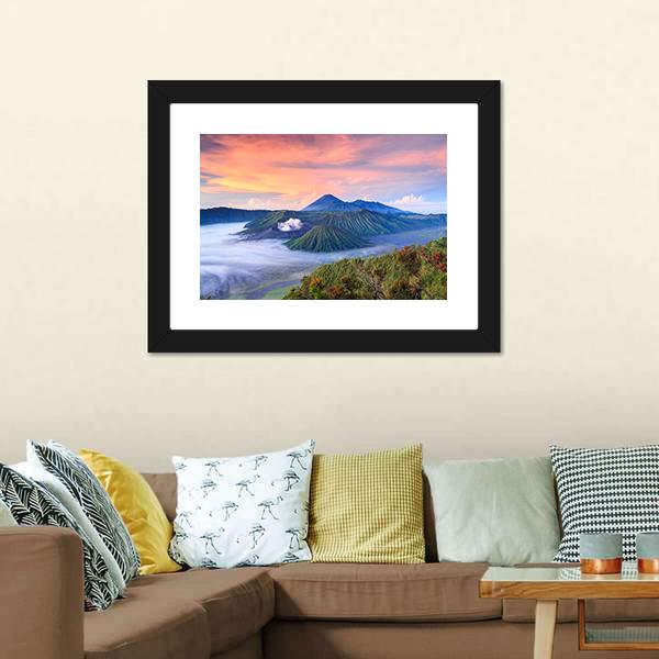 Bromo Volcano Indonesia Canvas Wall Art-3 Horizontal-Gallery Wrap-25" x 16"-Tiaracle