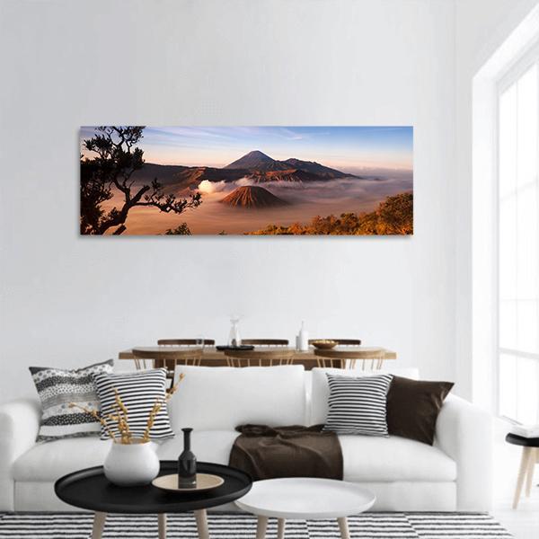 Mount Bromo Volcanoes Panoramic Canvas Wall Art-1 Piece-36" x 12"-Tiaracle