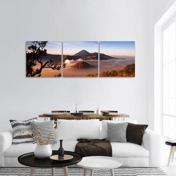 Mount Bromo Volcanoes Panoramic Canvas Wall Art-3 Piece-25" x 08"-Tiaracle