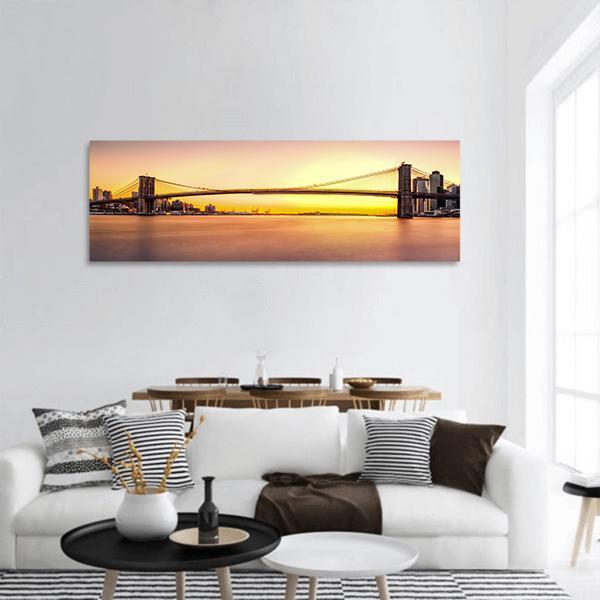 View Of Brooklyn Bridge Panoramic Canvas Wall Art-1 Piece-36" x 12"-Tiaracle