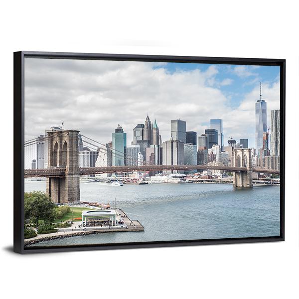 Brooklyn Bridge NY Canvas Wall Art-3 Horizontal-Gallery Wrap-25&quot; x 16&quot;-Tiaracle