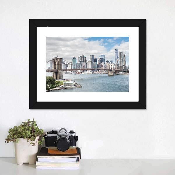 Brooklyn Bridge NY Canvas Wall Art-1 Piece-Framed Print-20" x 16"-Tiaracle