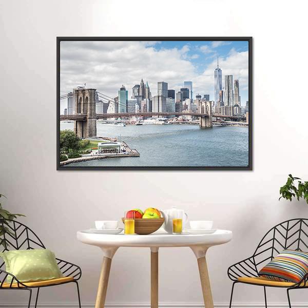 Brooklyn Bridge NY Panoramic Canvas Wall Art-1 Piece-36" x 12"-Tiaracle