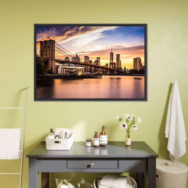 Brooklyn Bridge Park Canvas Wall Art-3 Horizontal-Gallery Wrap-25" x 16"-Tiaracle