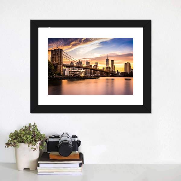 Brooklyn Bridge Park Canvas Wall Art-1 Piece-Framed Print-20" x 16"-Tiaracle