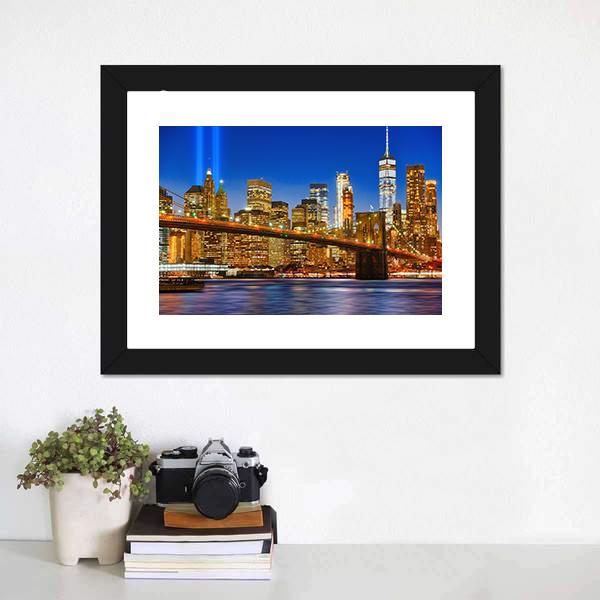 Brooklyn Bridge USA Canvas Wall Art-1 Piece-Framed Print-20" x 16"-Tiaracle