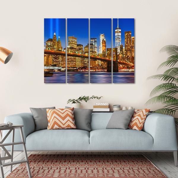 Brooklyn Bridge USA Canvas Wall Art-4 Horizontal-Gallery Wrap-34" x 24"-Tiaracle