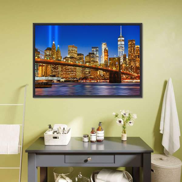 Brooklyn Bridge USA Canvas Wall Art-5 Horizontal-Gallery Wrap-22" x 12"-Tiaracle