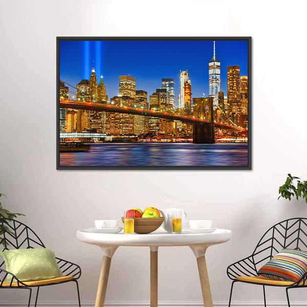 Brooklyn Bridge USA Canvas Wall Art-5 Horizontal-Gallery Wrap-22" x 12"-Tiaracle
