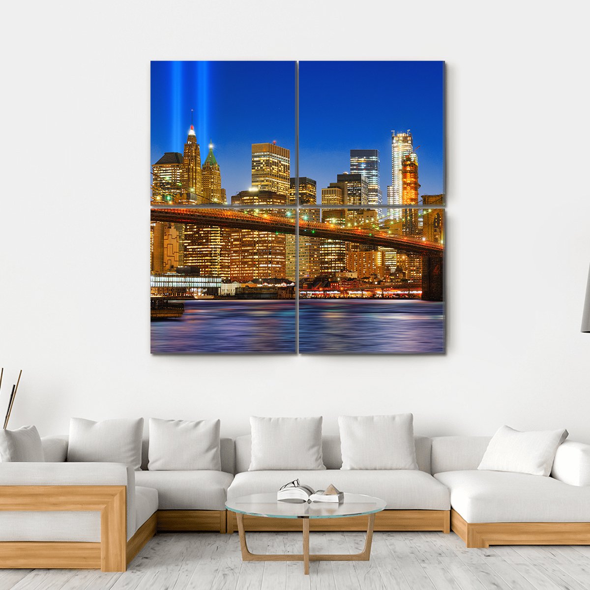 Brooklyn Bridge USA Canvas Wall Art-4 Square-Gallery Wrap-17" x 17"-Tiaracle