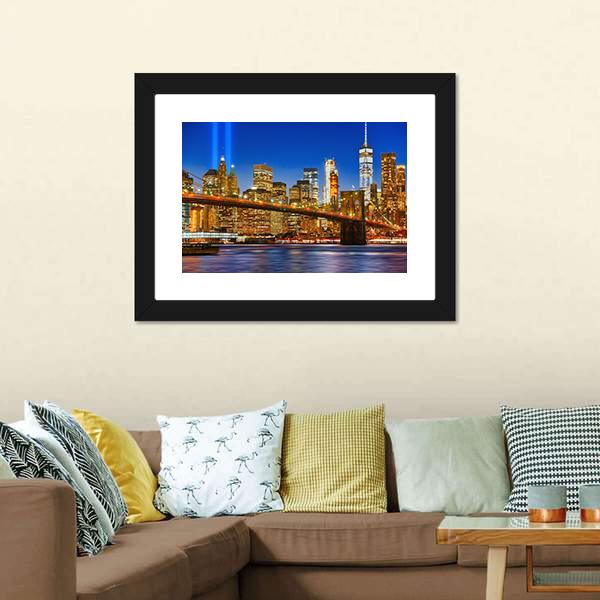 Brooklyn Bridge USA Canvas Wall Art-5 Horizontal-Gallery Wrap-22" x 12"-Tiaracle