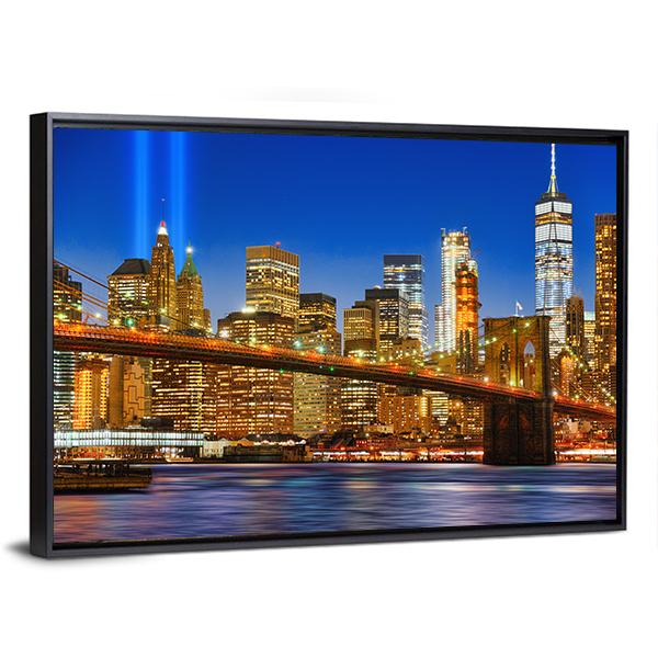 Brooklyn Bridge USA Canvas Wall Art-5 Horizontal-Gallery Wrap-22" x 12"-Tiaracle