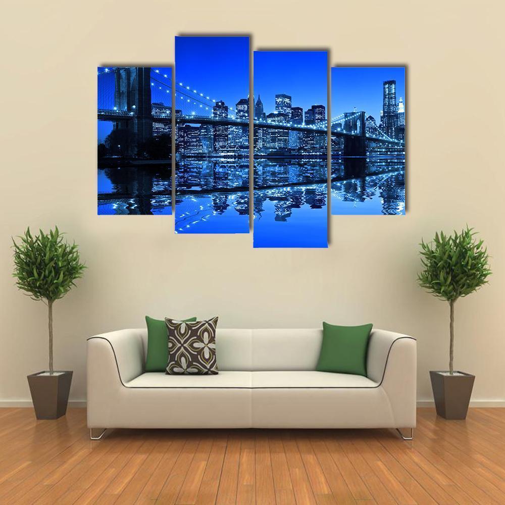 Brooklyn Bridge In NY Canvas Wall Art-4 Pop-Gallery Wrap-50" x 32"-Tiaracle