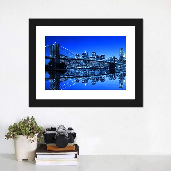 Brooklyn Bridge In NY Canvas Wall Art-1 Piece-Framed Print-20" x 16"-Tiaracle