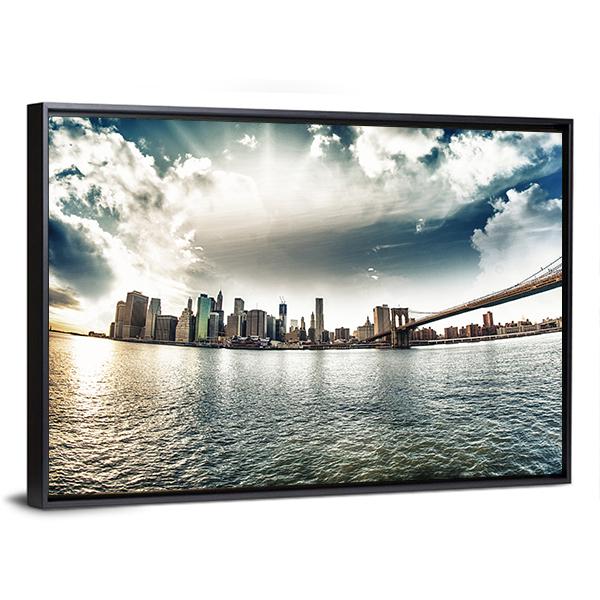 Brooklyn Shore In Winter Canvas Wall Art-3 Horizontal-Gallery Wrap-25" x 16"-Tiaracle