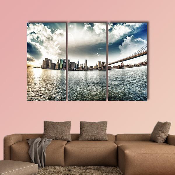 Brooklyn Shore In Winter Canvas Wall Art-5 Pop-Gallery Wrap-47" x 32"-Tiaracle