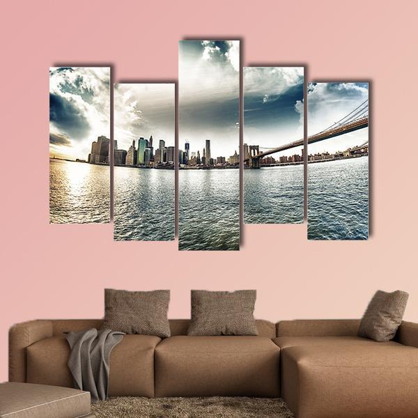 Brooklyn Shore In Winter Canvas Wall Art-5 Pop-Gallery Wrap-47" x 32"-Tiaracle