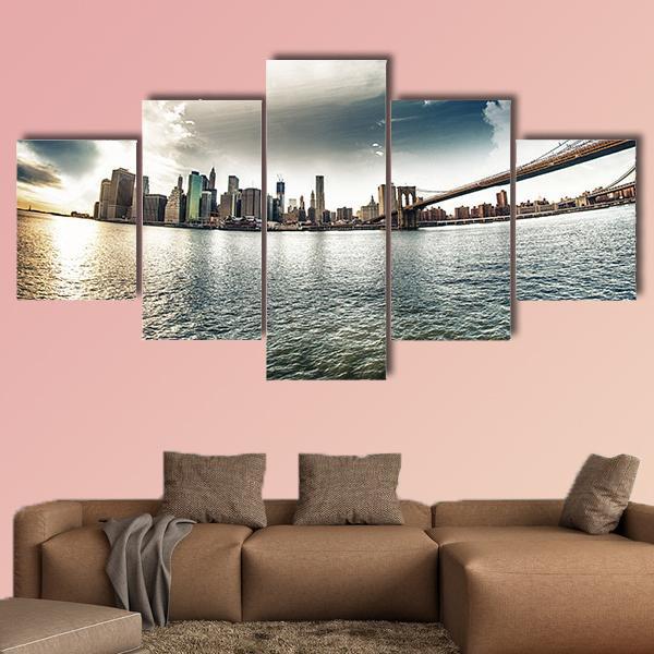 Brooklyn Shore In Winter Canvas Wall Art-5 Star-Gallery Wrap-62" x 32"-Tiaracle