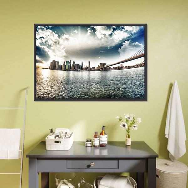 Brooklyn Shore In Winter Canvas Wall Art-1 Piece-Floating Frame-36" x 24"-Tiaracle
