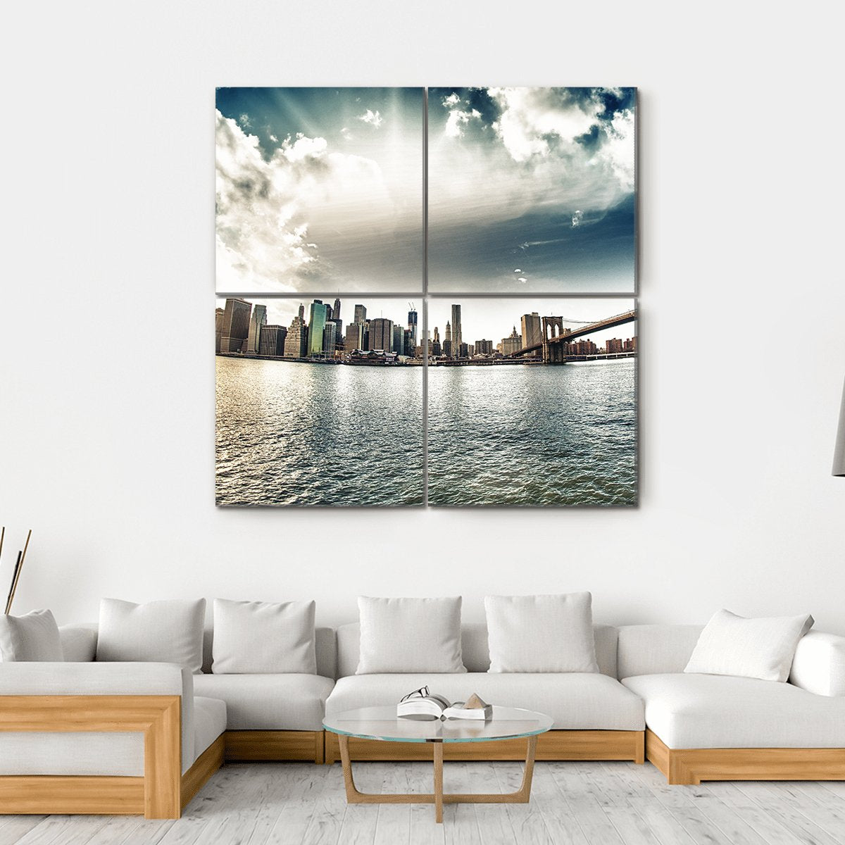 Brooklyn Shore In Winter Canvas Wall Art-4 Square-Gallery Wrap-17" x 17"-Tiaracle