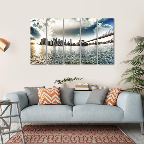 Brooklyn Shore In Winter Canvas Wall Art-5 Horizontal-Gallery Wrap-22" x 12"-Tiaracle