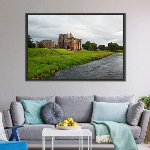 Brougham Castle Canvas Wall Art-1 Piece-Floating Frame-24" x 16"-Tiaracle