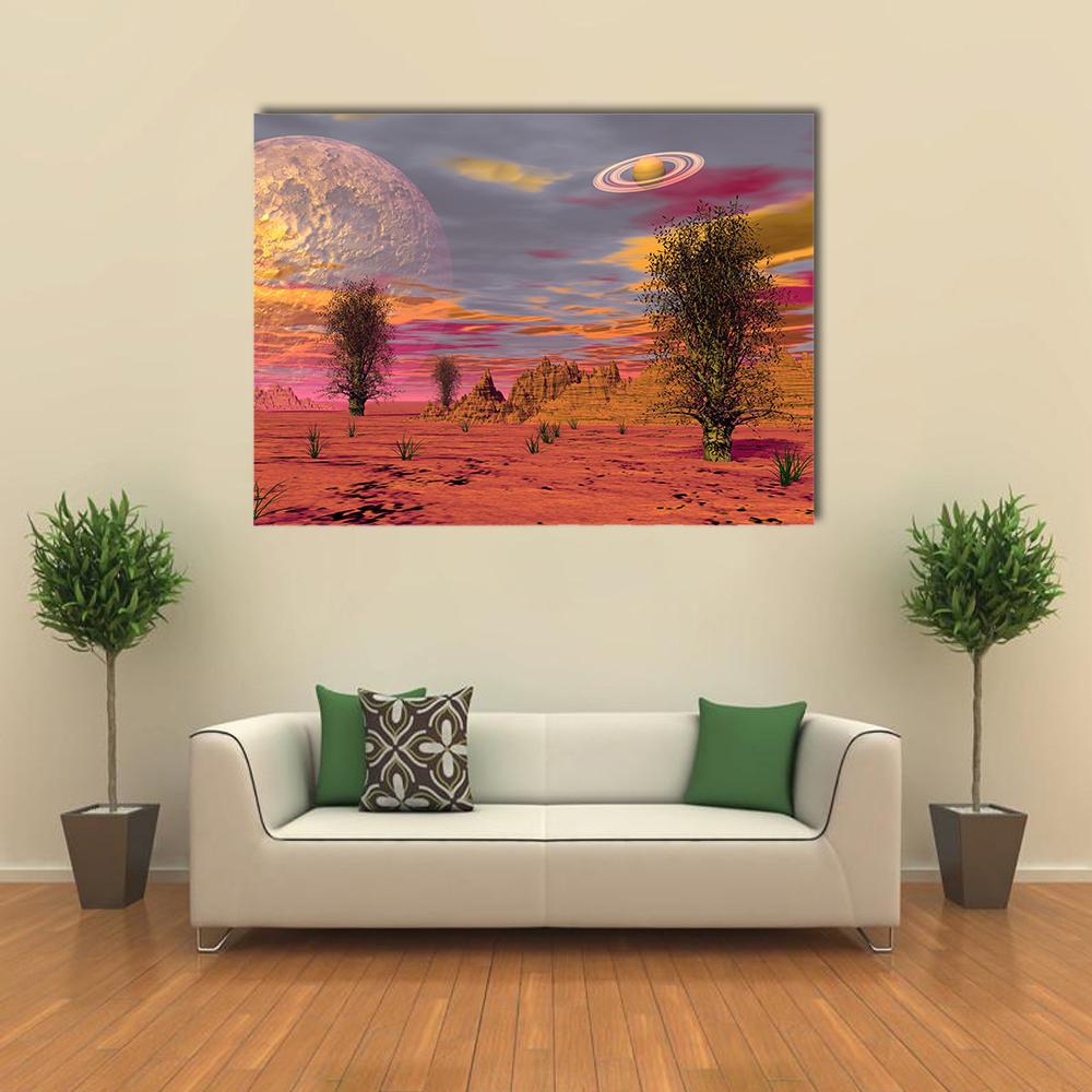 Brown Landscape In The Desert Canvas Wall Art-4 Horizontal-Gallery Wrap-34" x 24"-Tiaracle