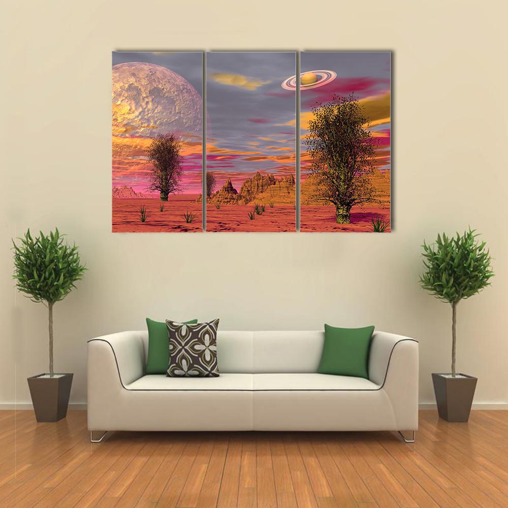 Brown Landscape In The Desert Canvas Wall Art-3 Horizontal-Gallery Wrap-25" x 16"-Tiaracle