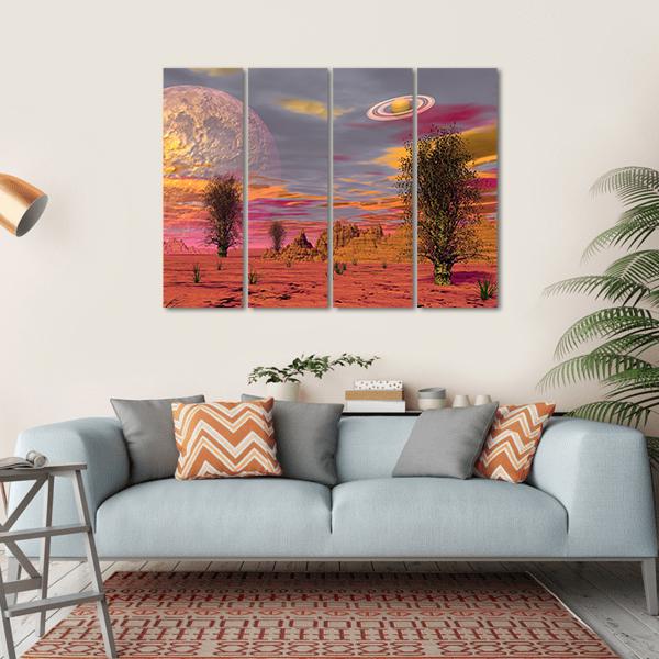 Brown Landscape In The Desert Canvas Wall Art-4 Horizontal-Gallery Wrap-34" x 24"-Tiaracle