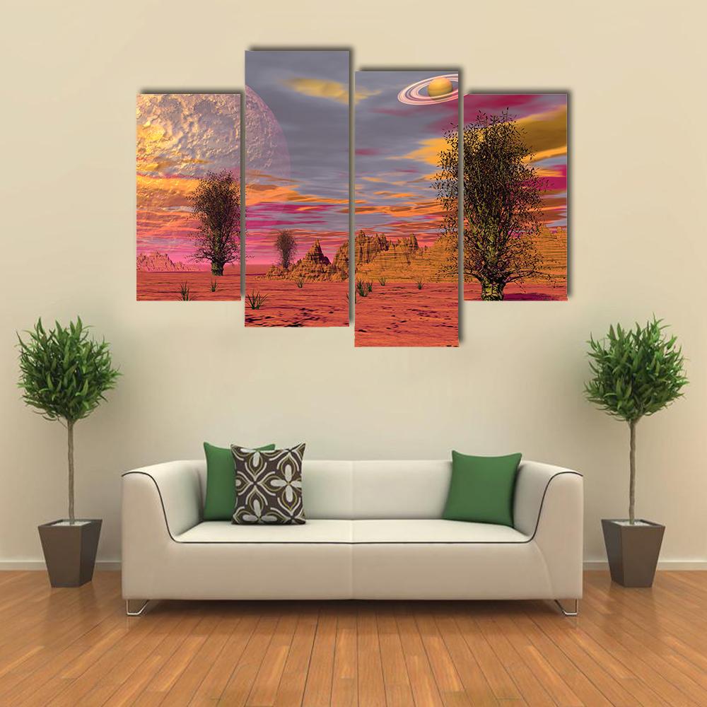 Brown Landscape In The Desert Canvas Wall Art-4 Pop-Gallery Wrap-34" x 20"-Tiaracle