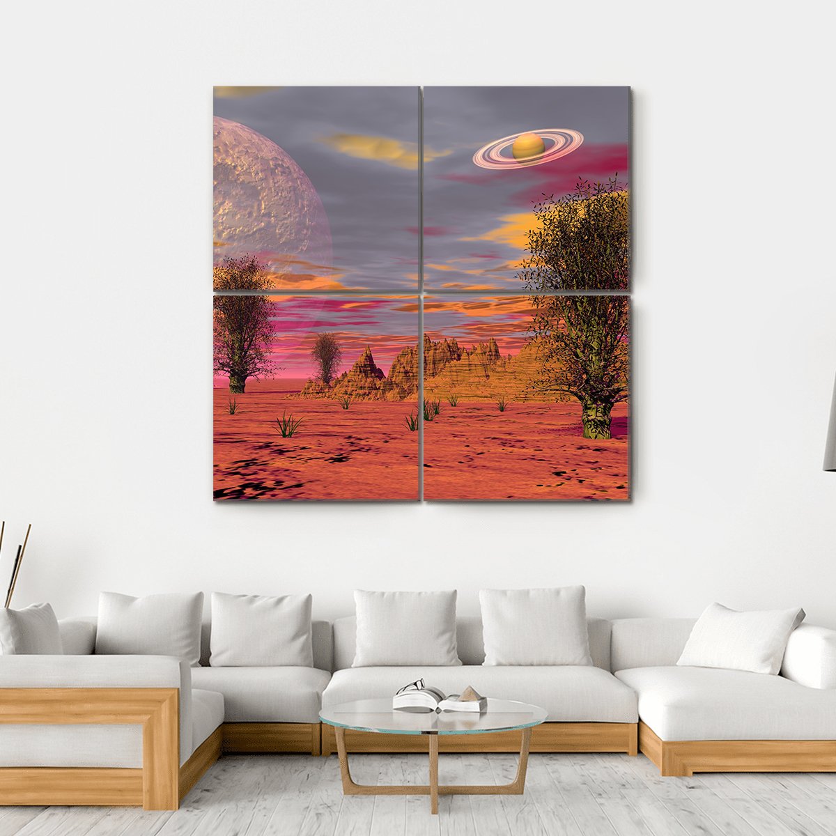 Brown Landscape In The Desert Canvas Wall Art-4 Square-Gallery Wrap-17" x 17"-Tiaracle