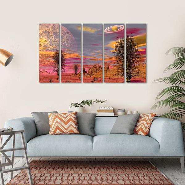 Brown Landscape In The Desert Canvas Wall Art-5 Horizontal-Gallery Wrap-22" x 12"-Tiaracle