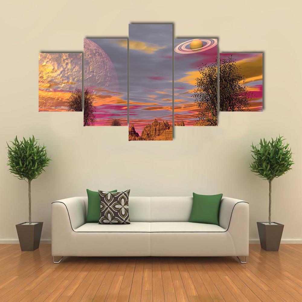 Brown Landscape In The Desert Canvas Wall Art-5 Star-Gallery Wrap-42" x 21"-Tiaracle